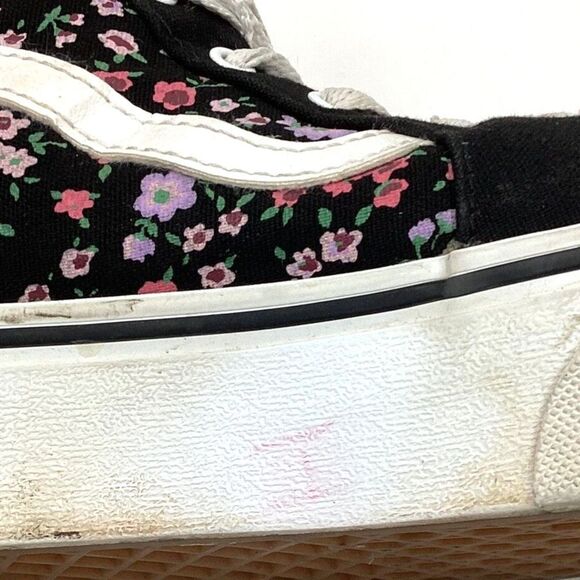 Vans OTW -Women's Sz 6 - Sk8 Hi -Black/Mini Flowers -Floral Skate Shoes - 721356 - Picture 7 of 11